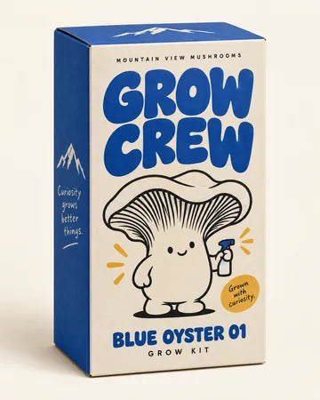 Blue Oyster Grow Crew packaging concept